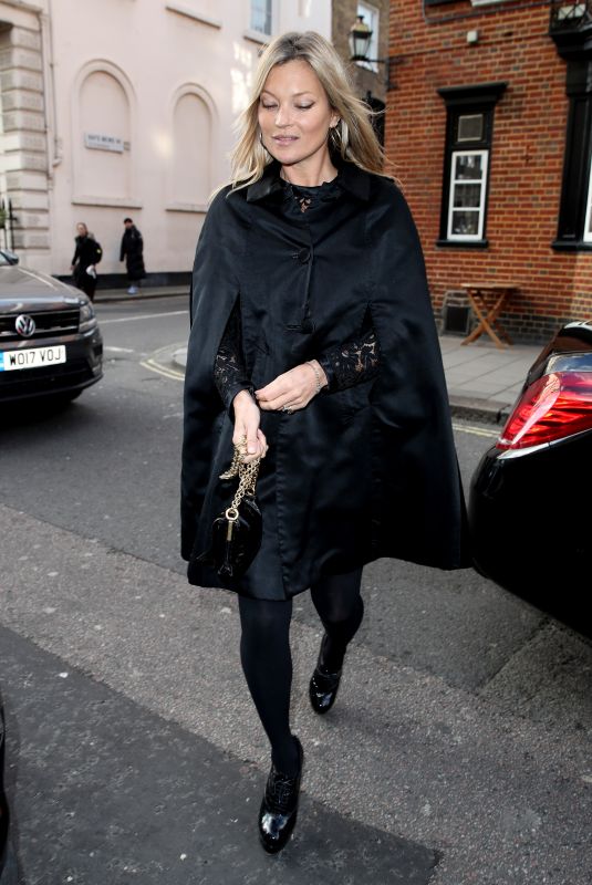 KATE MOSS Heading for Her 44th Birthday Lunch in Mayfair 01/16/2018