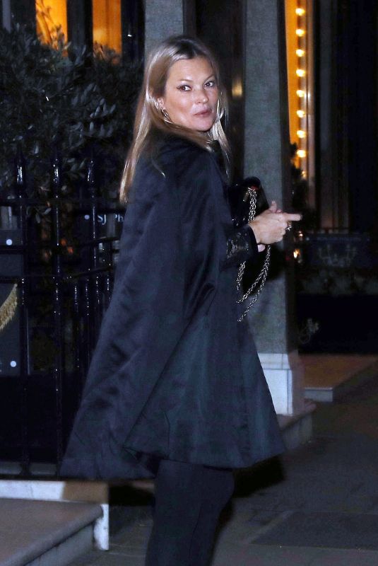 KATE MOSS Leaves a Private Members Club in London 01/16/2018