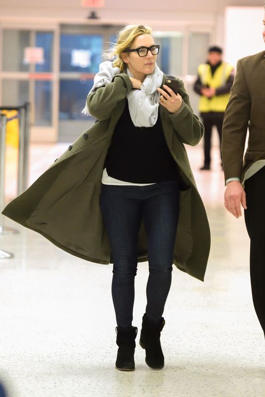 KATE WINSLET at JFK Airport in New York 01/24/2018