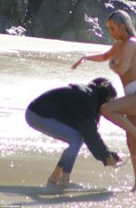 KIM KARDASHIAN on the Set of a Photoshoot at a Beach in Malibu 01/29/2018