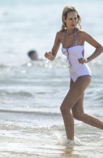 LADY VICTORIA HERVEY in a White Swimsuit on the Beach in Barbados 01/01/2018