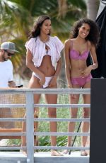 LAIS RIBEIRO and CINDY BRUNA on the Set of a Photoshoot at a Beach in Miami 01/17/2018