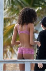 LAIS RIBEIRO and CINDY BRUNA on the Set of a Photoshoot at a Beach in Miami 01/17/2018