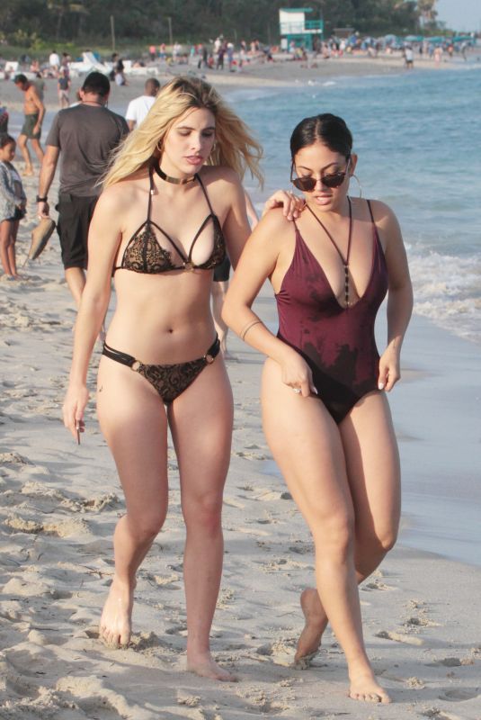 LELE PONS and INANNA in Bikini on the Beach in Miami 01/01/2018