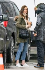 LILY COLLINS Arrives on the Set of Extremely Wicked, Shockingly Evil and Vile in Cincinnati 01/29/2018