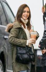 LILY COLLINS Arrives on the Set of Extremely Wicked, Shockingly Evil and Vile in Cincinnati 01/29/2018