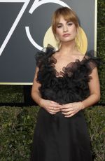 LILY JAMES at 75th Annual Golden Globe Awards in Beverly Hills 01/07/2018