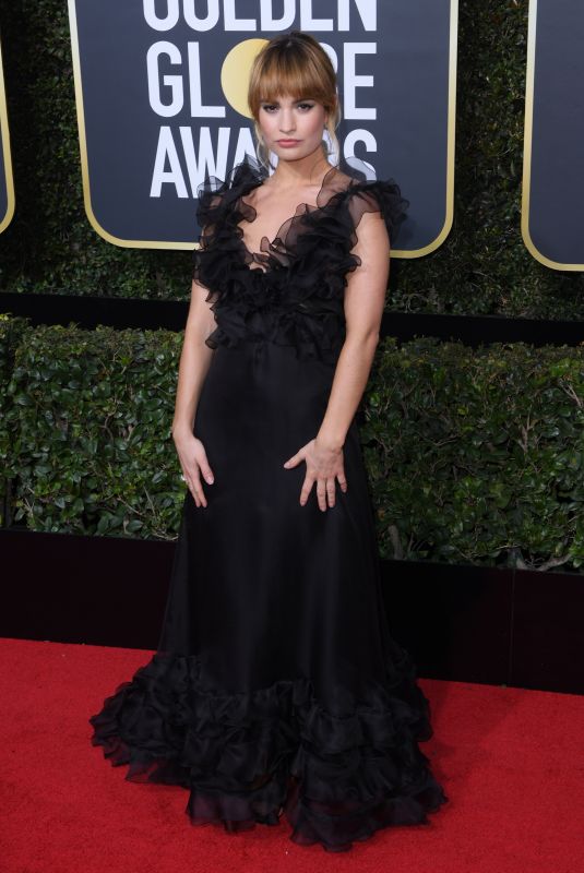 LILY JAMES at 75th Annual Golden Globe Awards in Beverly Hills 01/07/2018