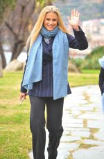MICHELLE HUNZIKER Out for a Walk by the Sea in Sanremo 01/30/2018
