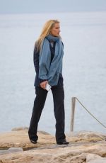 MICHELLE HUNZIKER Out for a Walk by the Sea in Sanremo 01/30/2018
