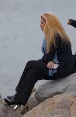 MICHELLE HUNZIKER Out for a Walk by the Sea in Sanremo 01/30/2018