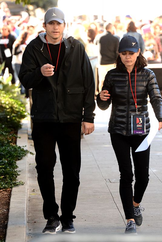 MILA KUNIS and Ashton Kutcher at 2018 Women’s March in Los Angeles 01/20/2018
