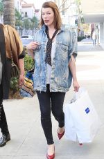 MILLA JOVOVICH Out and About in Beverly HIlls 01/17/2018