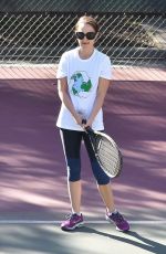 NATALIE PORTMAN at Tennis Workout in Los Angeles 01/24/2018