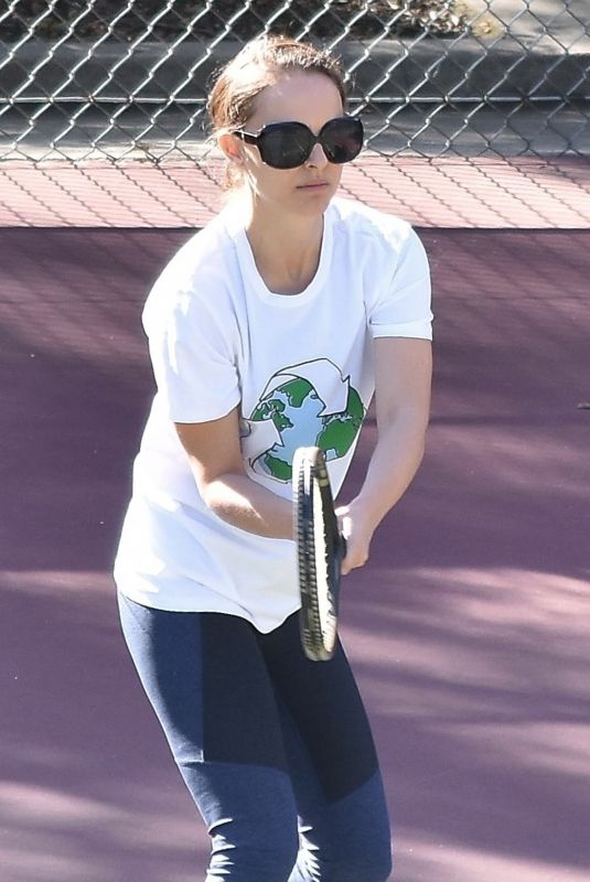 NATALIE PORTMAN at Tennis Workout in Los Angeles 01/24/2018