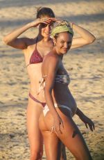 Pregnant CANDICE SWANEPOEL and DOUTZEN KROES in Bikinis at a Beach in Bahia 01/07/2018