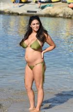 Pregnant CASEY BATCHELOR in Bikini on the Beach in Tenerife 01/18/2018