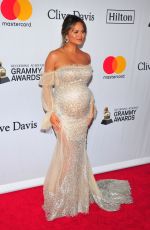 Pregnant CHRISSY TEIGEN at Clive Davis and Recording Academy Pre-Grammy Gala in New York 01/27/2018