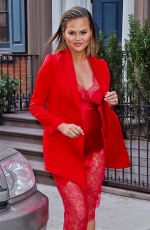 Pregnant CHRISSY TEIGEN Heading to Tonight Show Starring Jimmy Fallon in New York 01/30/2018