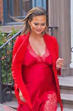 Pregnant CHRISSY TEIGEN Heading to Tonight Show Starring Jimmy Fallon in New York 01/30/2018