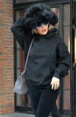 RITA ORA Leaves Bowery Hotel Wearing a Big Fur Hat in New York 01/30/2018
