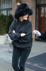RITA ORA Leaves Bowery Hotel Wearing a Big Fur Hat in New York 01/30/2018