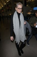 SHARON STONE at LAX Airport in Los Angeles 01/21/2018