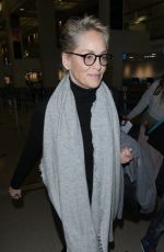 SHARON STONE at LAX Airport in Los Angeles 01/21/2018