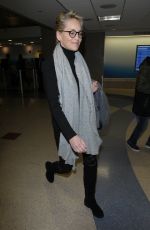 SHARON STONE at LAX Airport in Los Angeles 01/21/2018