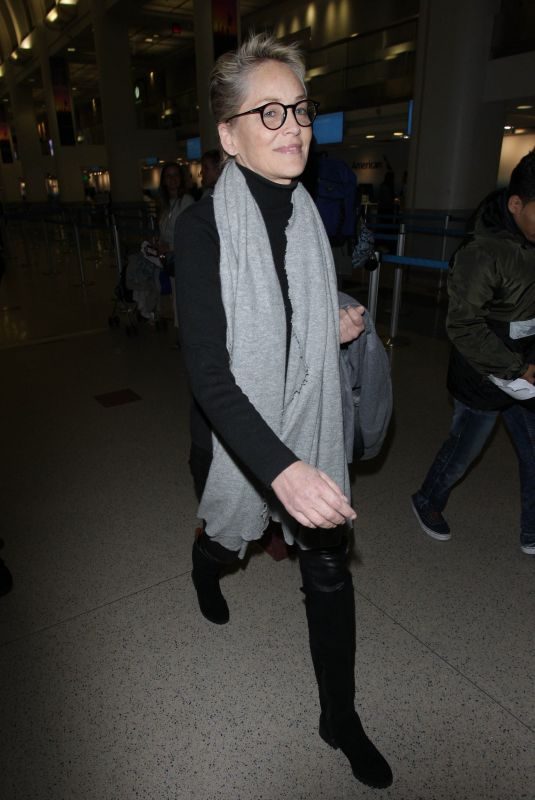 SHARON STONE at LAX Airport in Los Angeles 01/21/2018