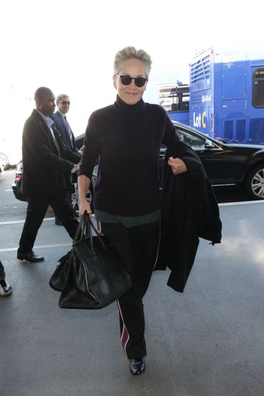 SHARON STONE at Los Angeles International Airport 01/12/2018