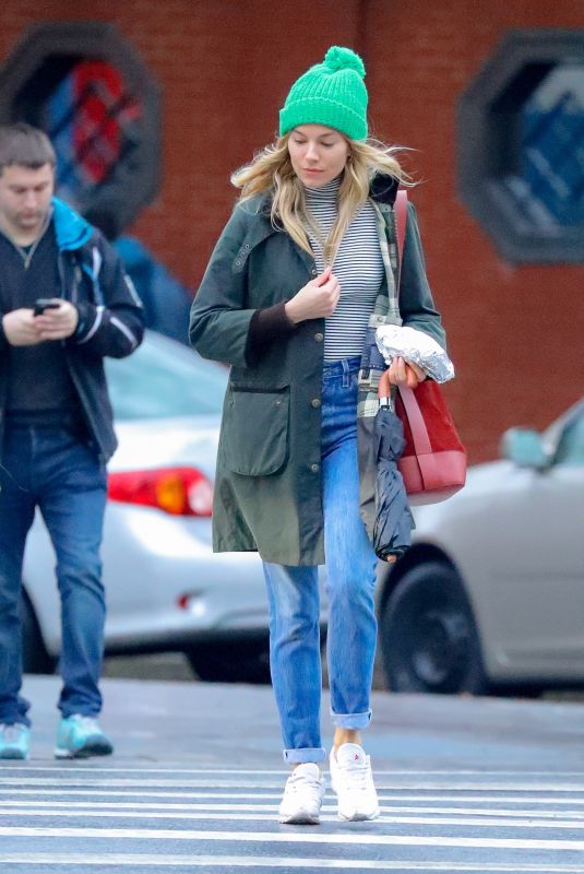 SIENNA MILLER Makeup Free Out and About in New York 01/13/2018
