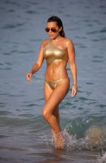 SYLVIE MEIS in Golden Bikini at a Beach in Miami 01/01/2017