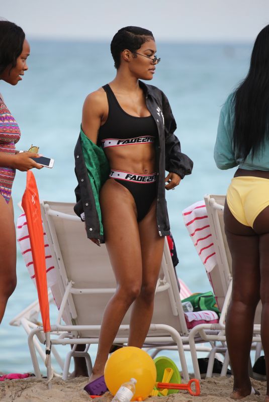 TEYANA TAYLOT in Bikini at a Beach in Miami 01/01/2018