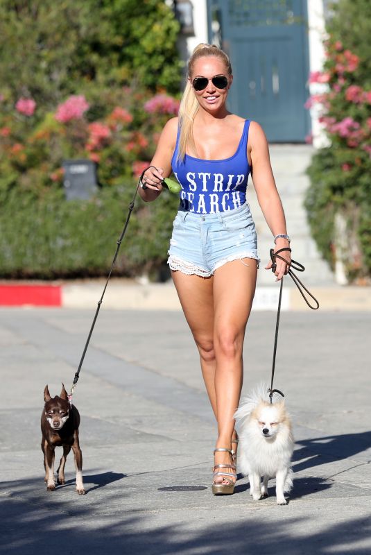 AISLEYNE HORGAN WALLACE in Denik Shorts Out with Her Dogs in Los Angeles 02/09/2018