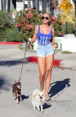 AISLEYNE HORGAN WALLACE in Denik Shorts Out with Her Dogs in Los Angeles 02/09/2018