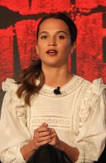 ALICIA VIKANDER at Tomb Raider Press Conference in Los Angeles 02/23/2018