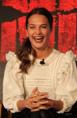 ALICIA VIKANDER at Tomb Raider Press Conference in Los Angeles 02/23/2018