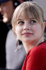 ANGOURIE RICE on the Set of Extra TV in Los Angeles 02/13/2018