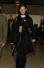 BELLA HADID Arrives at Heathrow Airport in London 02/19/2018
