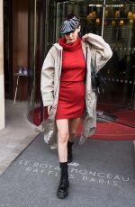 BELLA HADID Leaves Her Hotel in Paris 02/27/2018