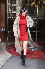 BELLA HADID Leaves Her Hotel in Paris 02/27/2018