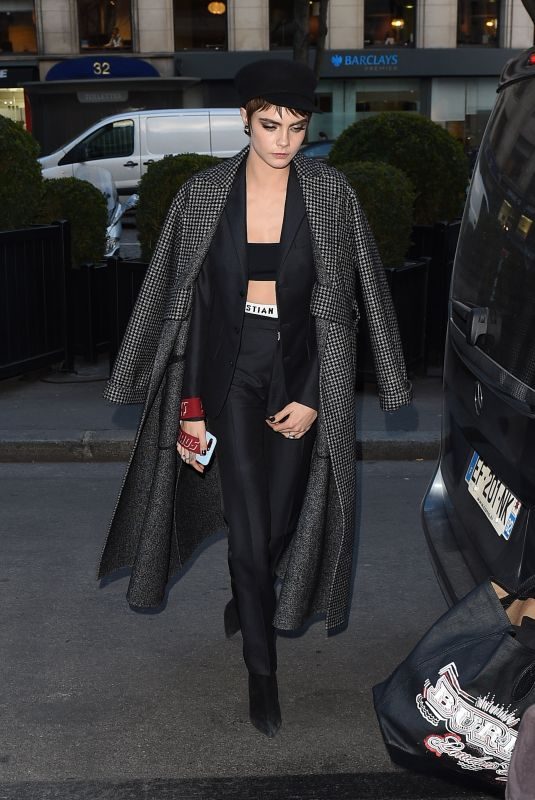 CARA DELEVINGNE at L’Avenue Restaurant in Paris 02/27/2018