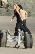 CHARLIZE THERON on the Set of a Photoshoot at Malibu Beach 02/16/2018