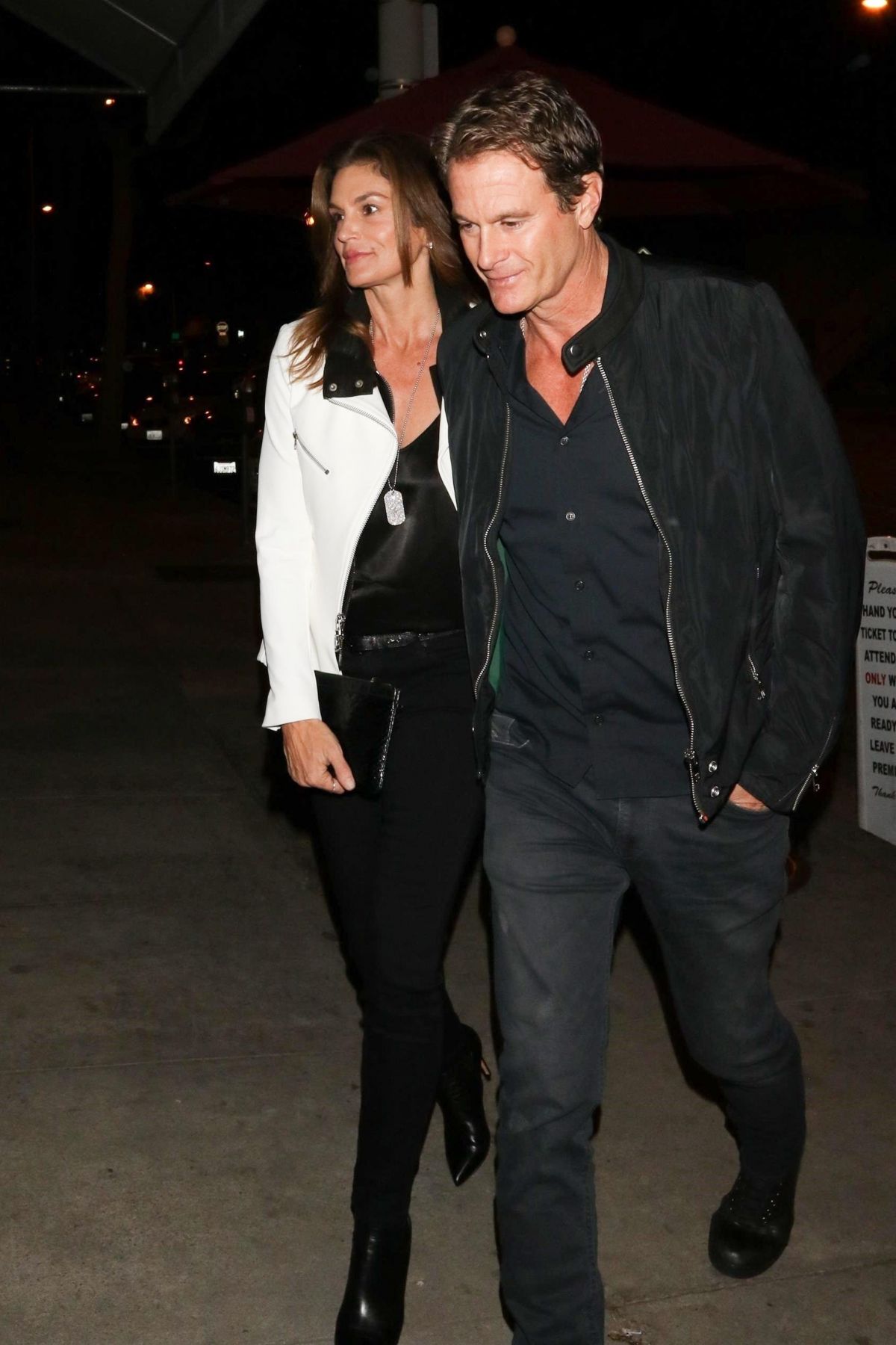CINDY CRAWFORD and Rande Gerber at Craig’s Restaurant in West Hollywood ...