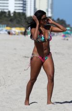 CLAUDIA JORDAN in Bikini on the Beach in Miami 02/14/2018
