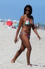 CLAUDIA JORDAN in Bikini on the Beach in Miami 02/14/2018