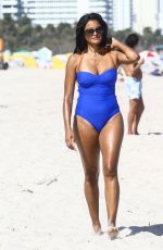 CLAUDIA JORDAN in Swimsuit on the Beach in Miami 02/13/2018