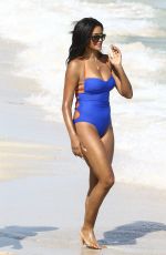 CLAUDIA JORDAN in Swimsuit on the Beach in Miami 02/13/2018