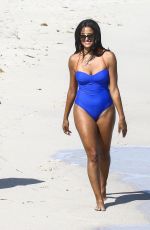 CLAUDIA JORDAN in Swimsuit on the Beach in Miami 02/13/2018